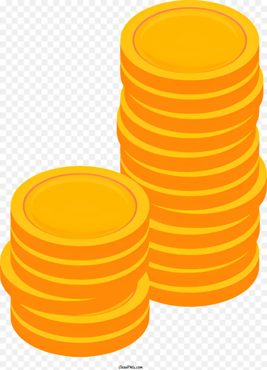 monete d'oro cartoni animati in prosperità - Monete d'oro impilate ordinatamente, trasmettendo ricchezza e prosperità