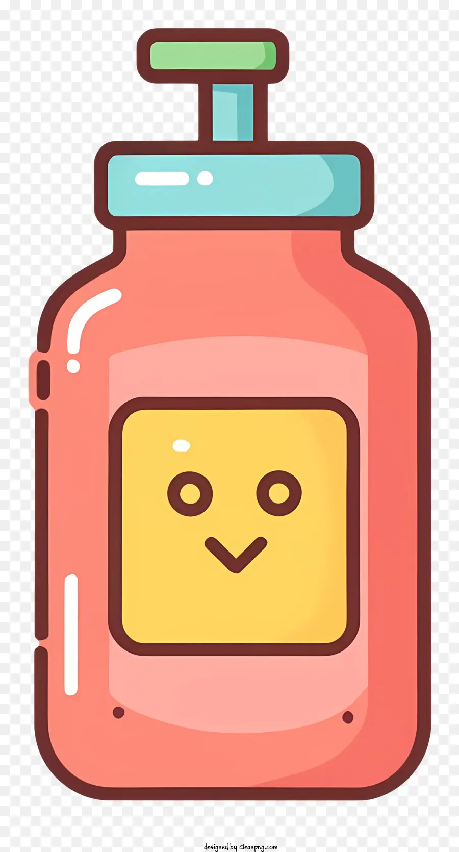 cartoon jar creamy substance pink smiling face