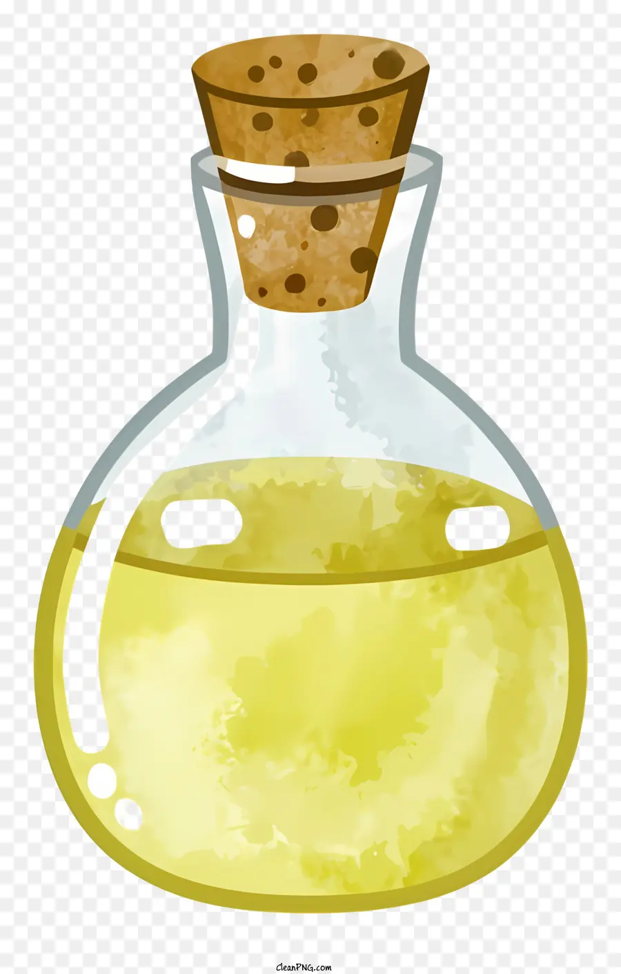 Cartoonglas Flasche dunkle flüssige Korkbraune Farbe - Zusammenfassung: Bild einer kleinen Glasflasche mit dunkler Flüssigkeit und Kork