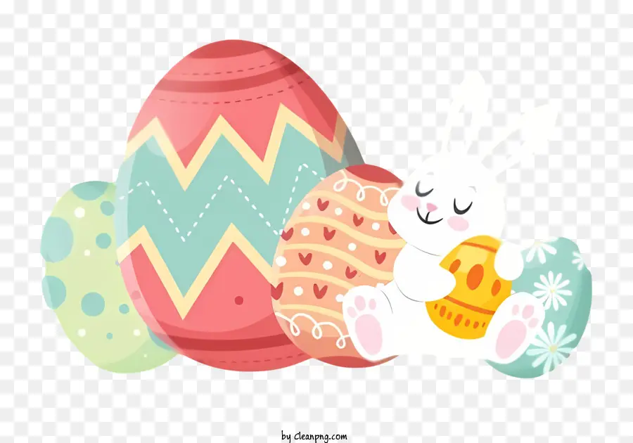 sfondo colorato - Coniglio felice nel paradiso delle uova di Pasqua