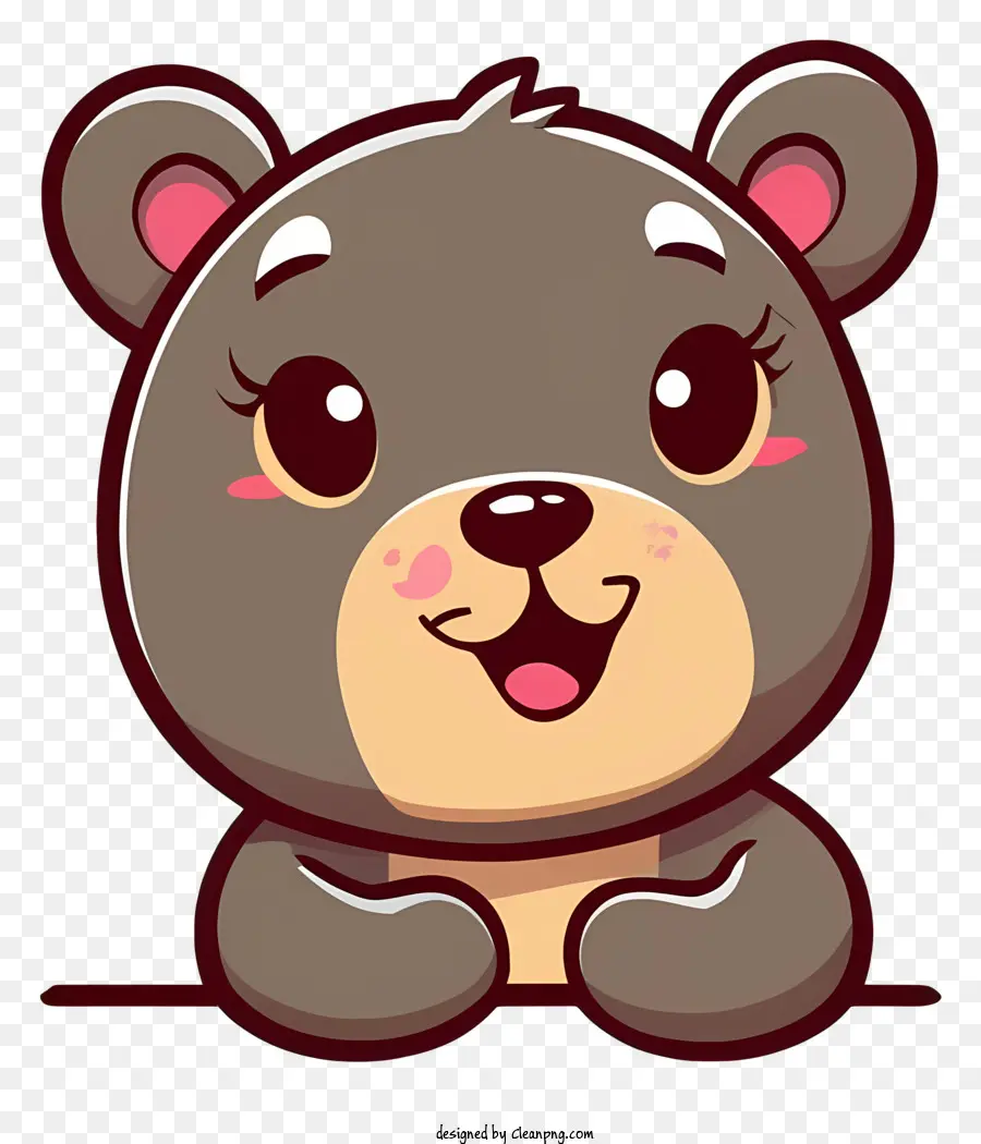 cartone animato orso orso marrone orso sorridente orso rosa occhi - Orso marrone cartone animato seduto sul tavolo sorridente