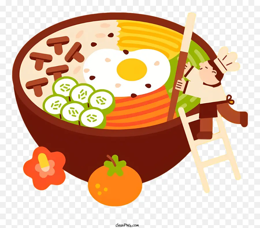 cartoon spicy noodles bowl of noodles eggs in noodles meat in noodles