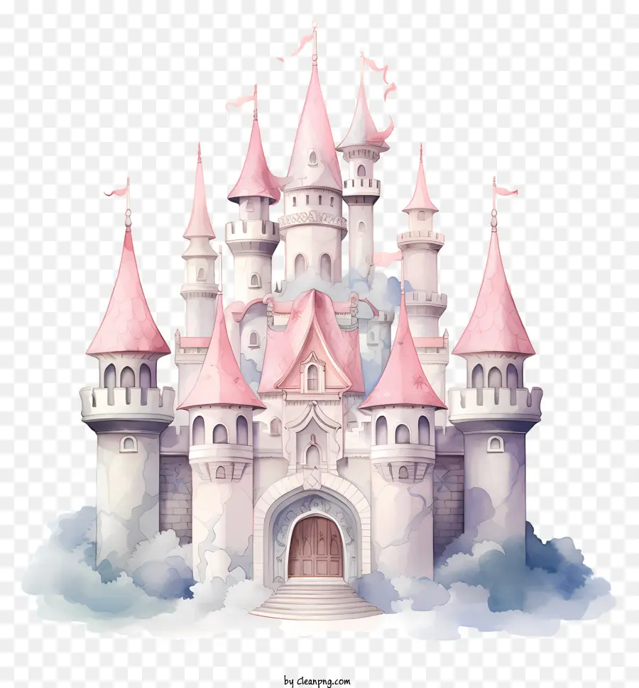 Prinzessin Schloss in der Wolken Pink Castle Fantasy Castle Schwimmendes Schloss - Schloss in den Wolken, rosa mit Türmen