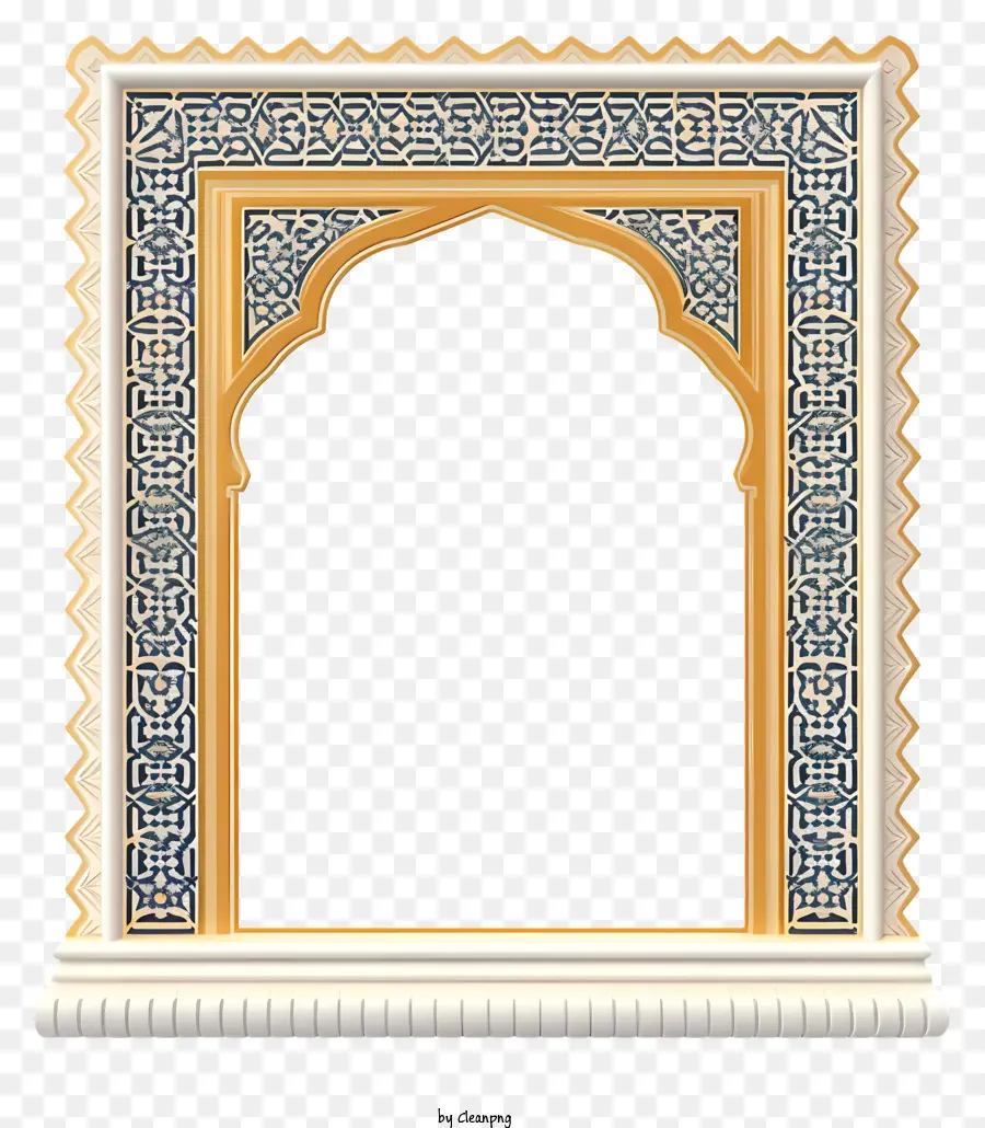 Arabo in stile isometrico Struttura islamica Struttura arcata Architettura Stone Patterns intricati - Struttura ad arco blu e bianco con motivi intricati