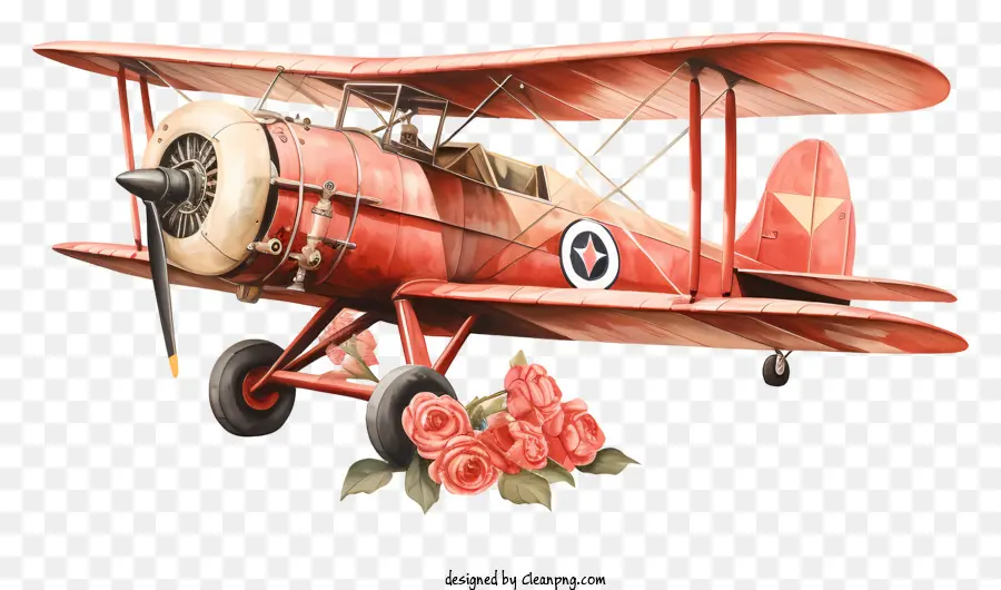 Valentine Airplane Old Biplane Red Biplane Vintage Aircraft Flowers - Biplano vintage con fiori che volano in casa
