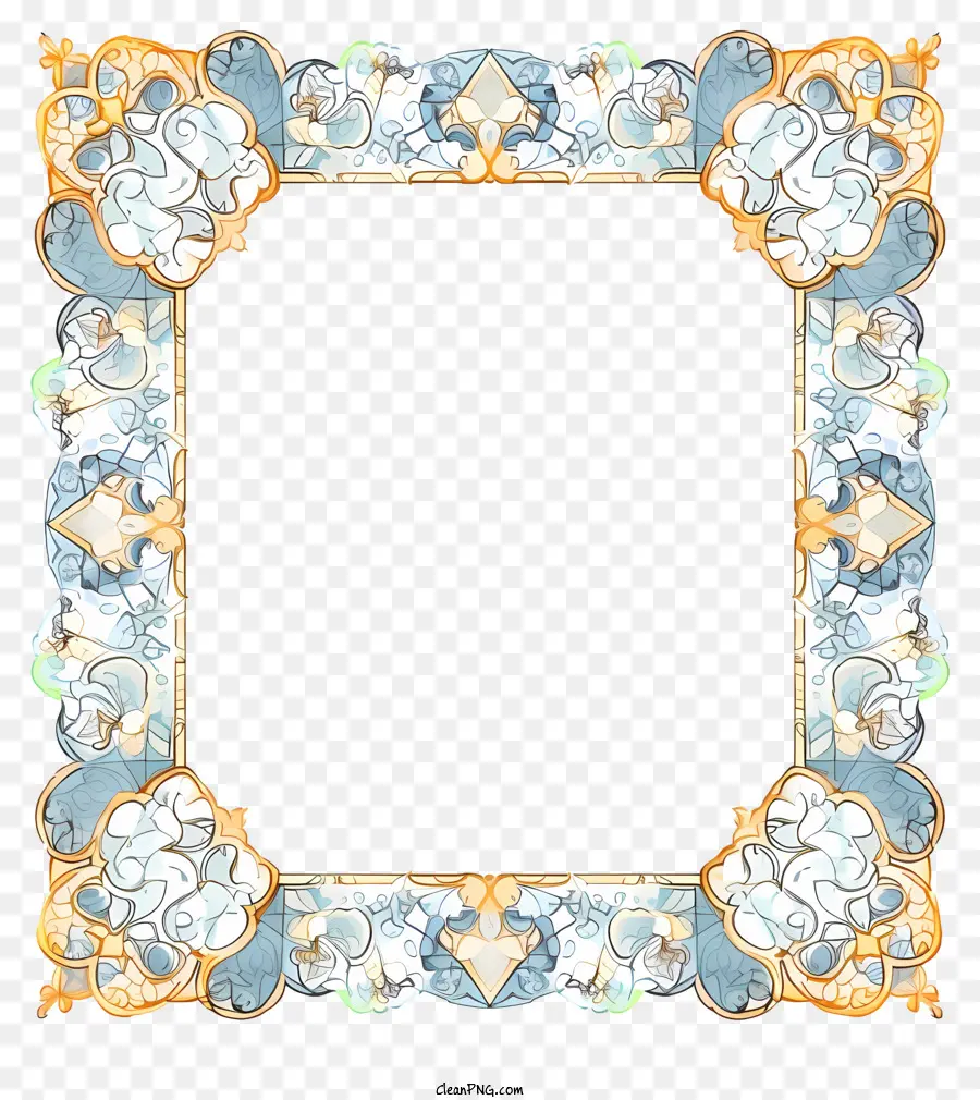 disegno floreale - Intricata cornice floreale con oro e blu