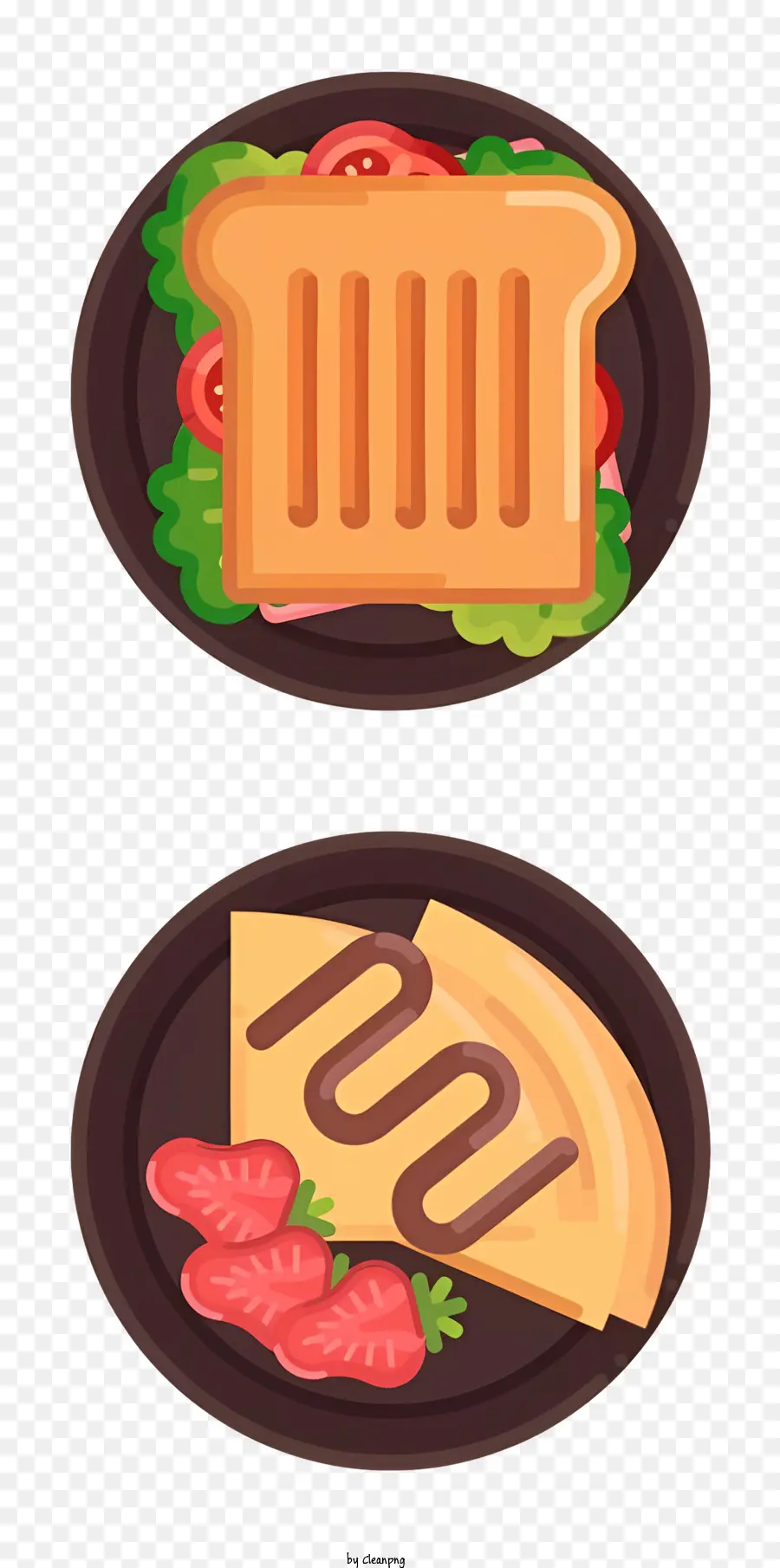 Korea Food Food -Präsentation Toast und Erdbeeren Käse- und Schinkenplattenanordnung - Zwei Teller mit Toast, Erdbeeren, Käse, Schinken