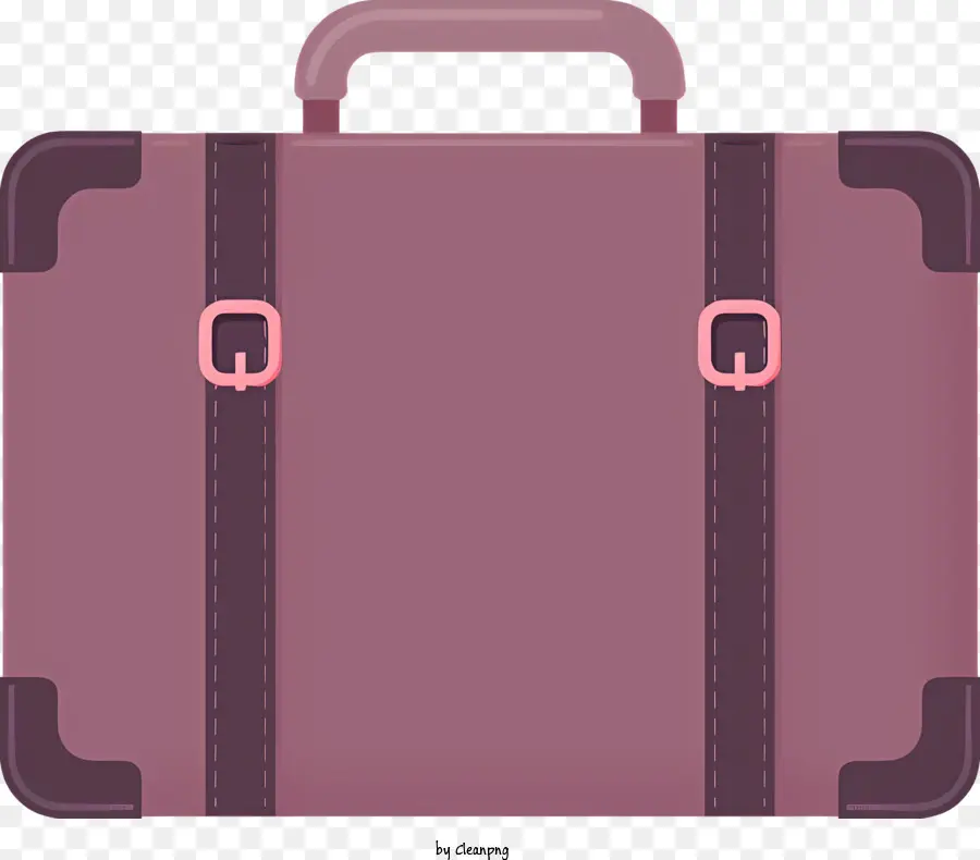 Valuta di valigia marrone cartone animato con valigia maniglia con cerniera cinghie sulla valigia - Valigia marrone con manico, cinghie, tasche, su superficie nera