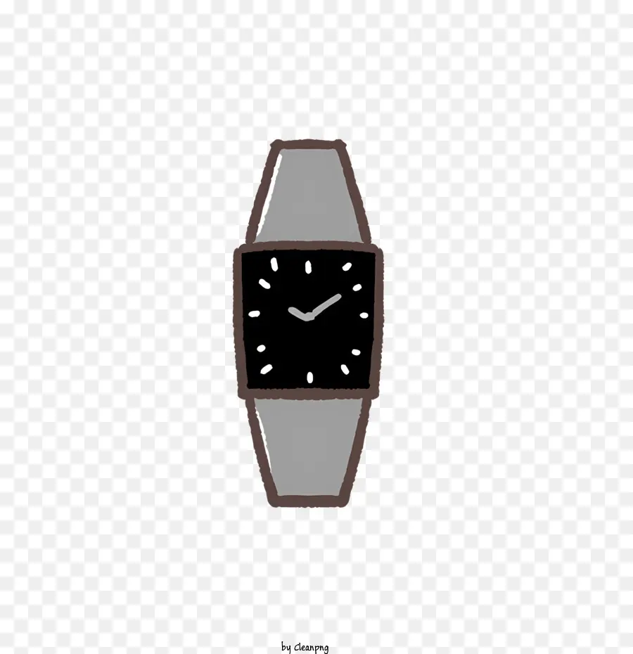 Biểu tượng màu đen và trắng đồng hồ bạc viền đen bàn tay bạc - Đồng hồ đen trắng đơn giản trên dải da