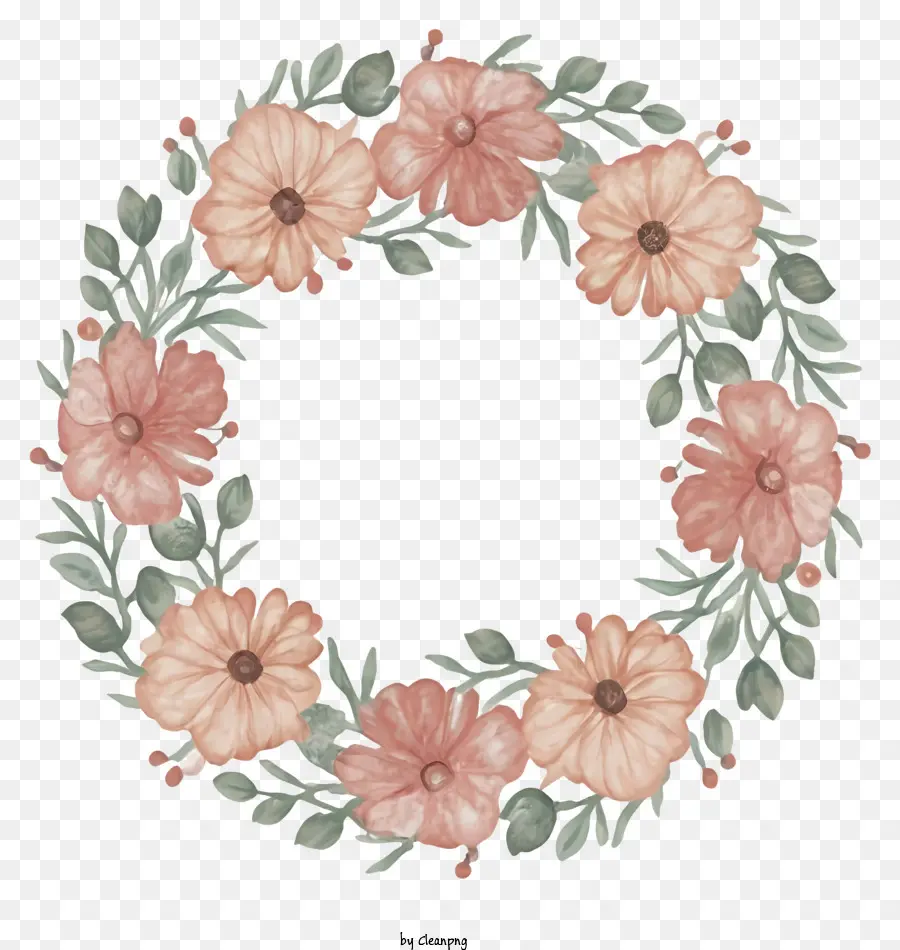Blumen Kranz - Kreiskranz mit rosa und grünen Blüten