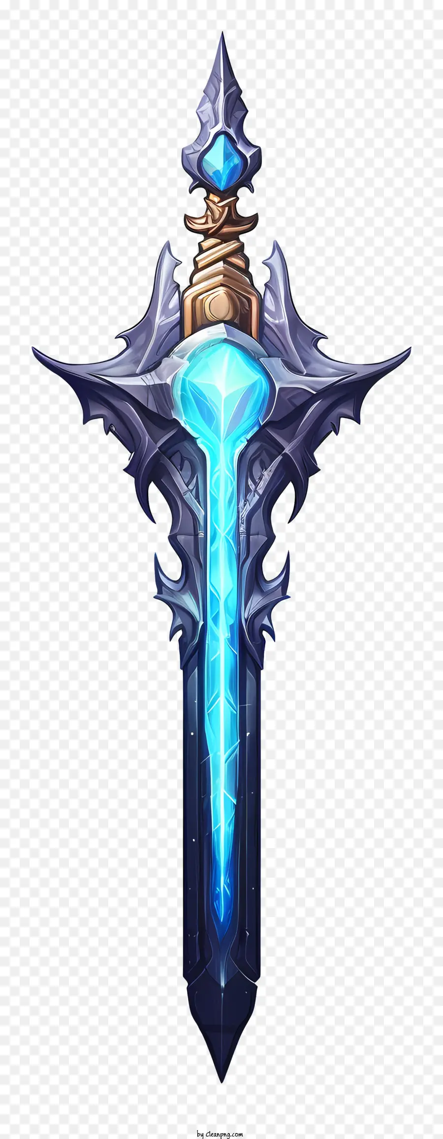 hand drawn diamond sword steel sword blue light large sword dark sky