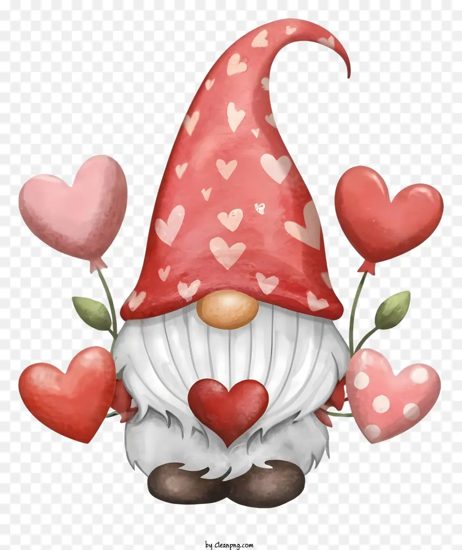 cartoon cartoon gnome red hat bouquet of hearts red and white checked shirt
