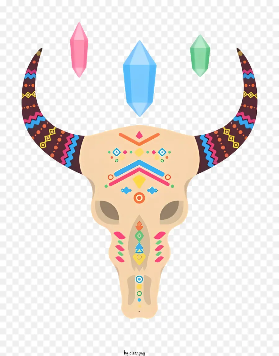 freccia - Bull Skull con cristalli simboleggia la rappresentazione della morte