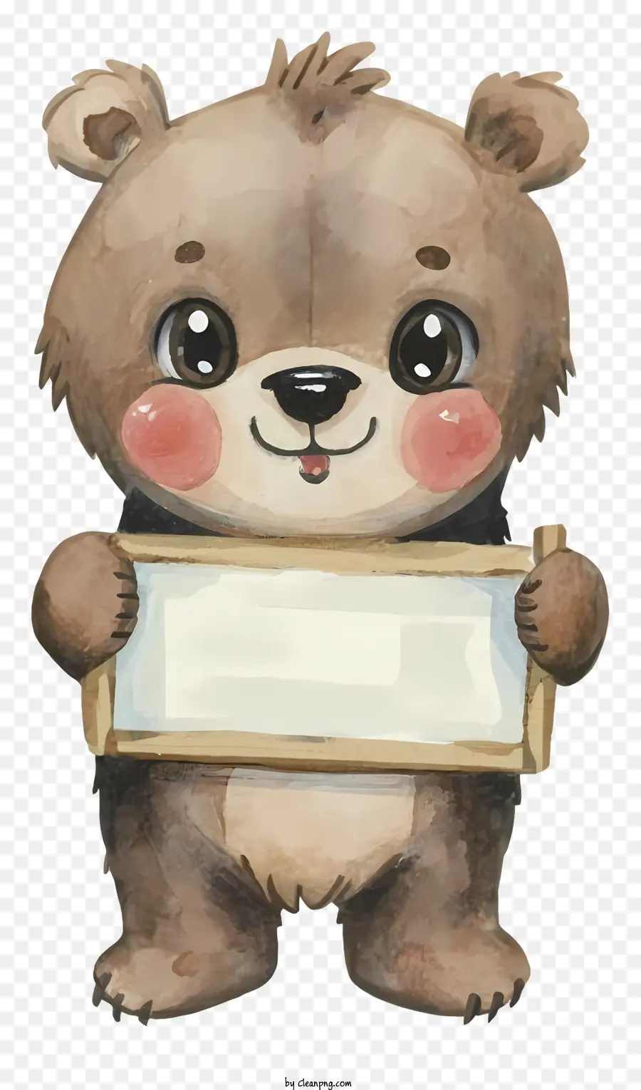 Illustrazione dei cartoni animati con cartoni animati orso adorabile espressione carina - Orso cartoni animati con in mano un cartello vuoto