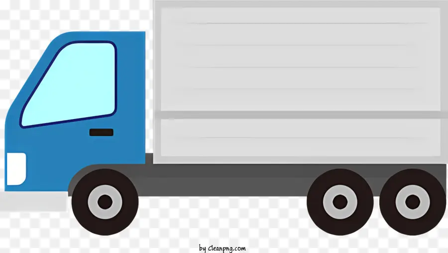 icona camion blu pareti bianche tetto in argento camion - Camion blu con pareti bianche, tetto d'argento, letto piatto, binari bianchi, pneumatici blu
