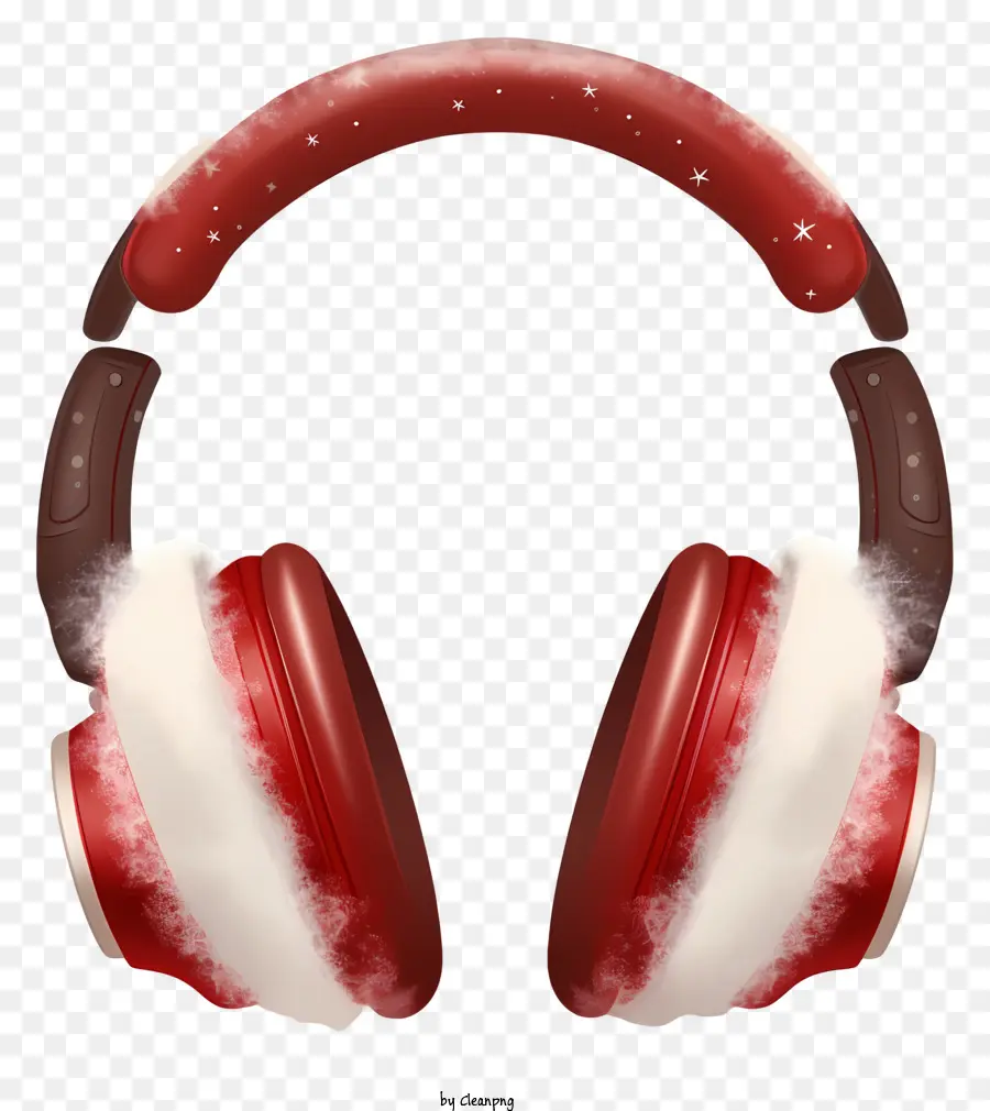 Realistische Weihnachtsfest -Ohrschütze Rot -Weiß -Kopfhörer flauschiger Material Kopfhörer Rot -Schaumkopfhörer Kopfhörer mit Mikrofon - Rote und weiße flauschige Kopfhörer mit Mikrofon