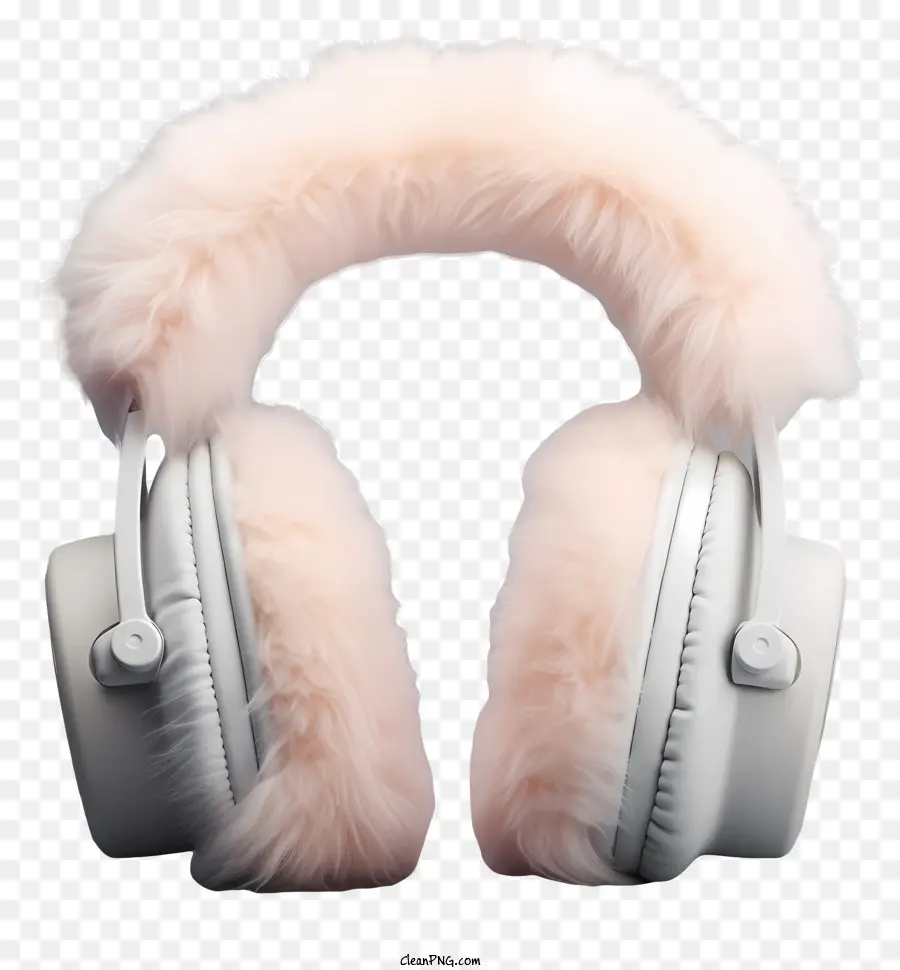 Flauschige Ohrschützer -Ohrmuffs Flauschige Ohrschmerzen weiße Pelzohrschöpfe Winterzubehör - Flauschige weiße Pelzohrschöpfe auf schwarzem Hintergrund