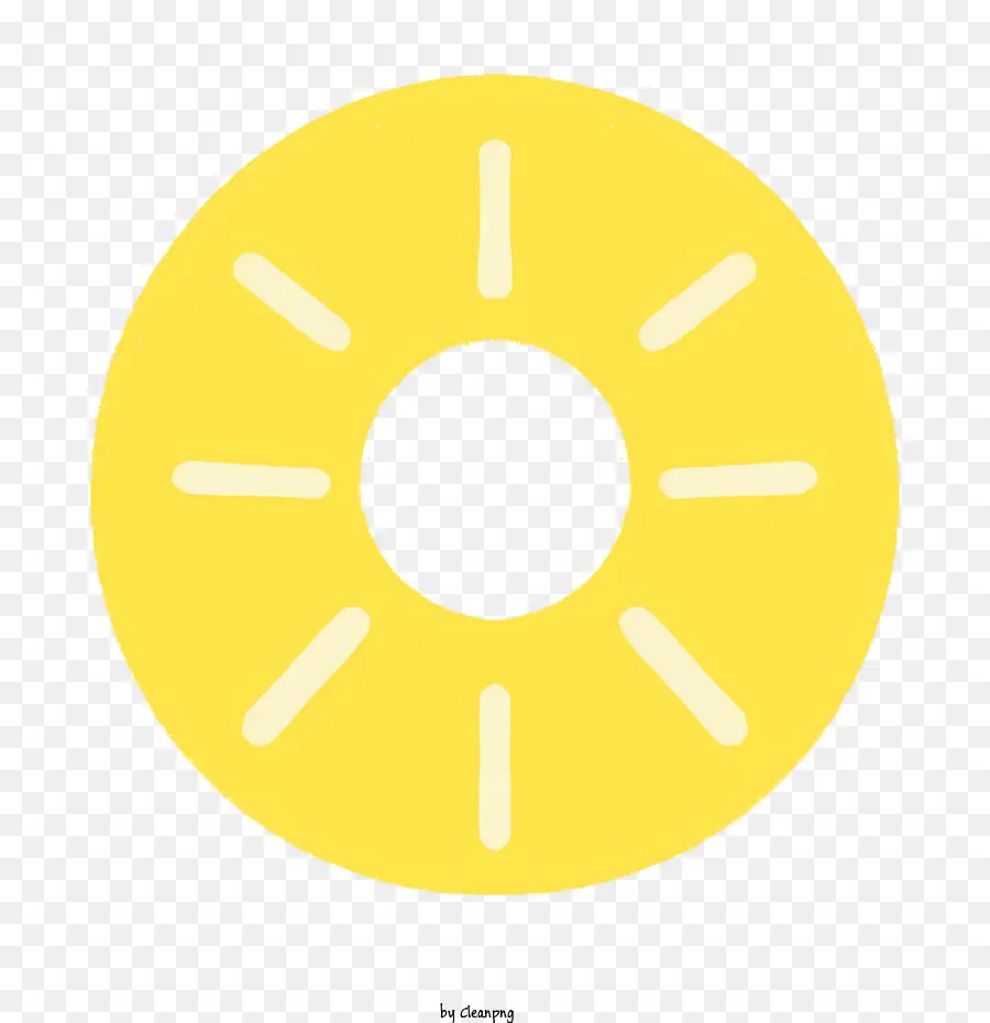 Sonne symbol - Einfache gelbe Sonnenscheibe mit weißen Linien