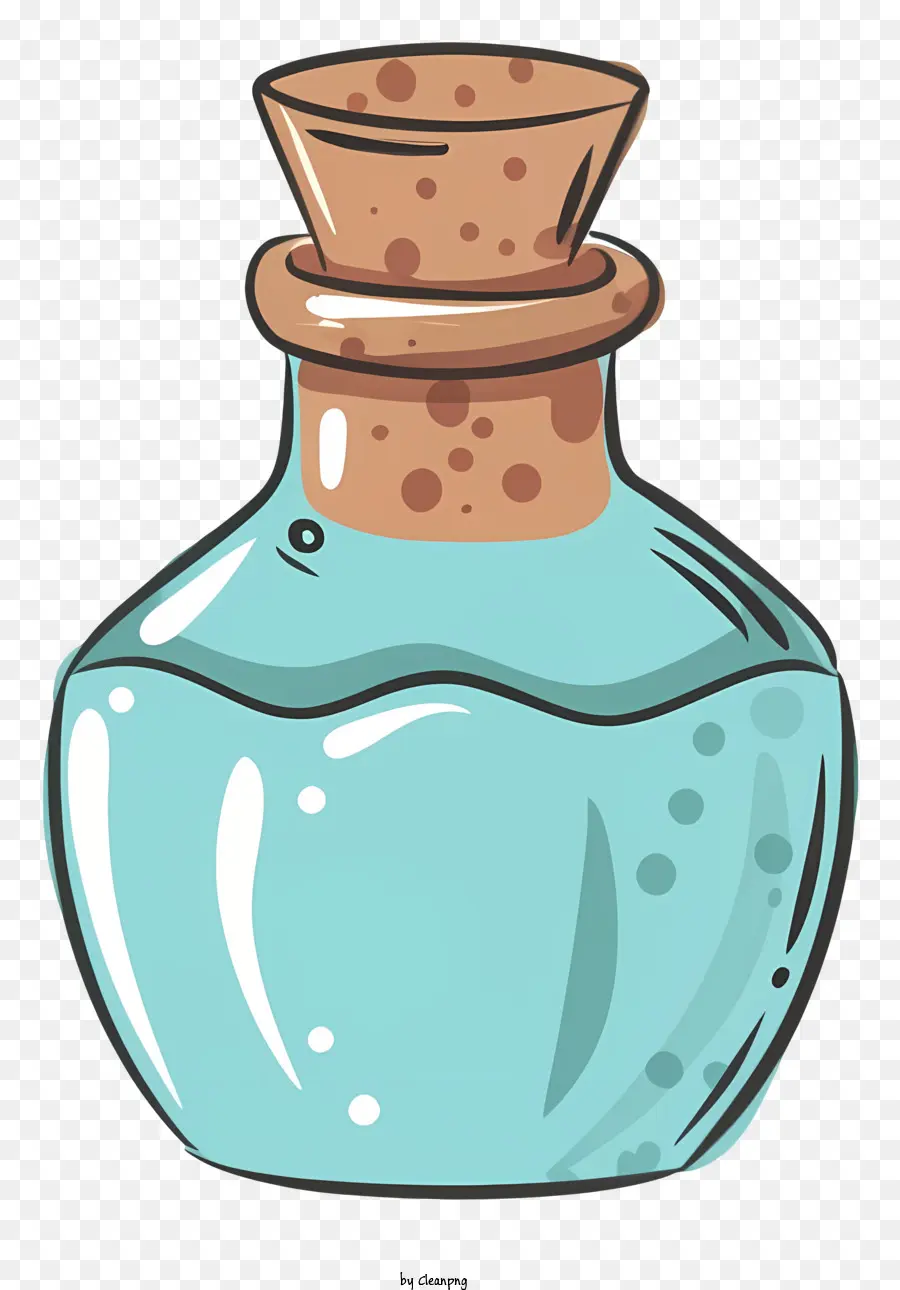 cartoon glass bottle cork stopper liquid bubbling blue glass bottle