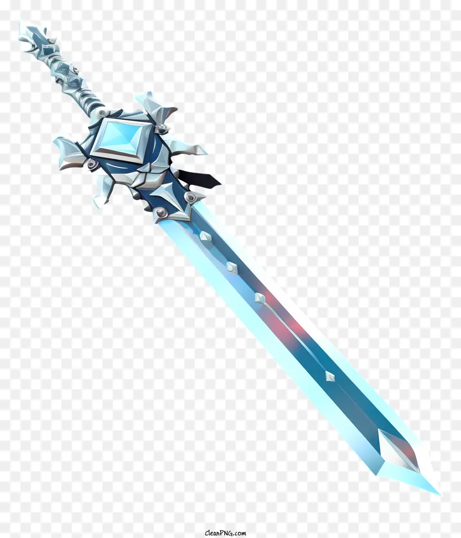 Trendy Retro -Stil Diamantschwert Eisschwert Schwert aus Eis scharfen Eisschwert lang gebogenes Schwert - Gebogenes, abgebogenes Eisschwert mit glänzendem Kristall