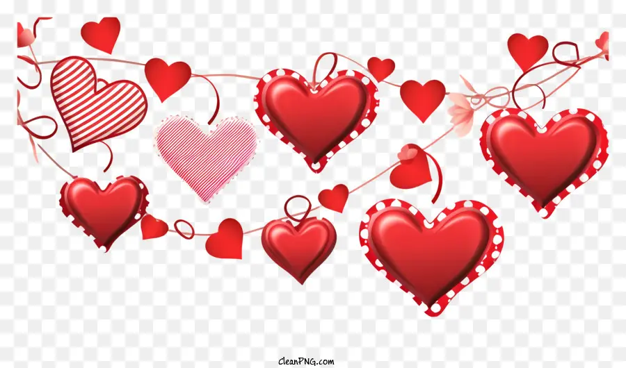 thực tế 3D Valentine Day Border Heart - Hình ảnh đối xứng của trái tim màu đỏ và trắng