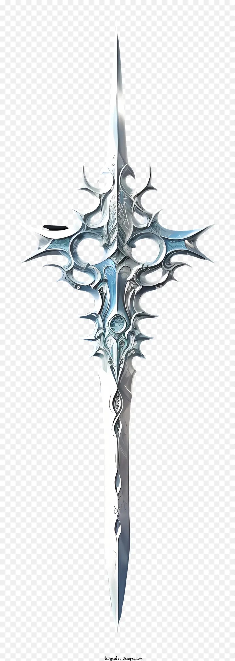 Diamond Sword Surrealist-Fantasy Sword Cross Silver Sword Dettagli intricati - Una spada argentata dettagliata e minacciosa pronta per il combattimento