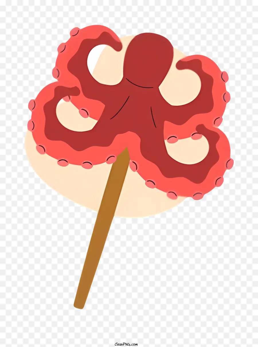 Kẹo thực phẩm Hàn Quốc Gắn Octopus Candy Red Gummy Candy Candy trên một cây gậy - Kẹo Octopus màu đỏ trên thanh gỗ