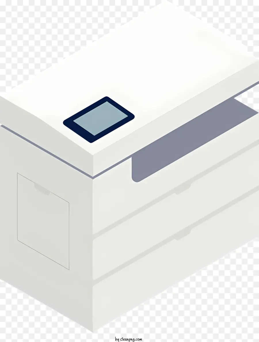 biểu tượng máy in in công việc màn hình kỹ thuật số giấy trắng - Máy in màu trắng có nắp mở, hiển thị màn hình kỹ thuật số