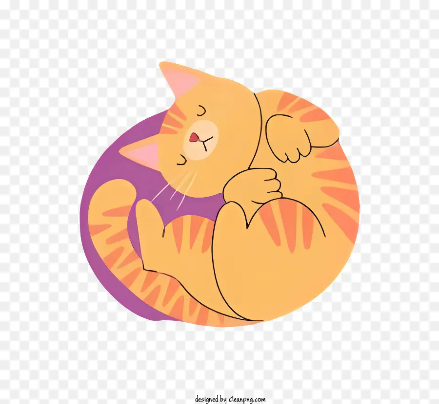 gatto nero arancione e gatto a strisce bianche arricciate dell'oggetto circolare di gatto reclinabile - Gatto arancione e bianco raggomitolato addormentato
