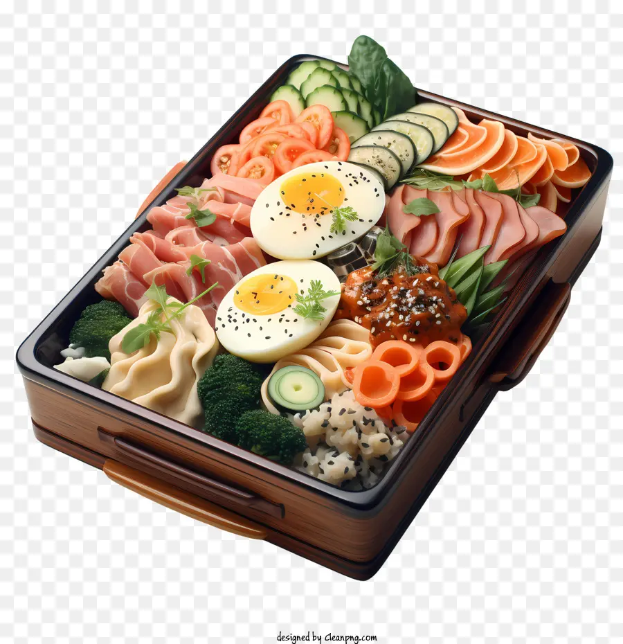 Avocado - Bento Box mit Lachs, Gemüse und Ei