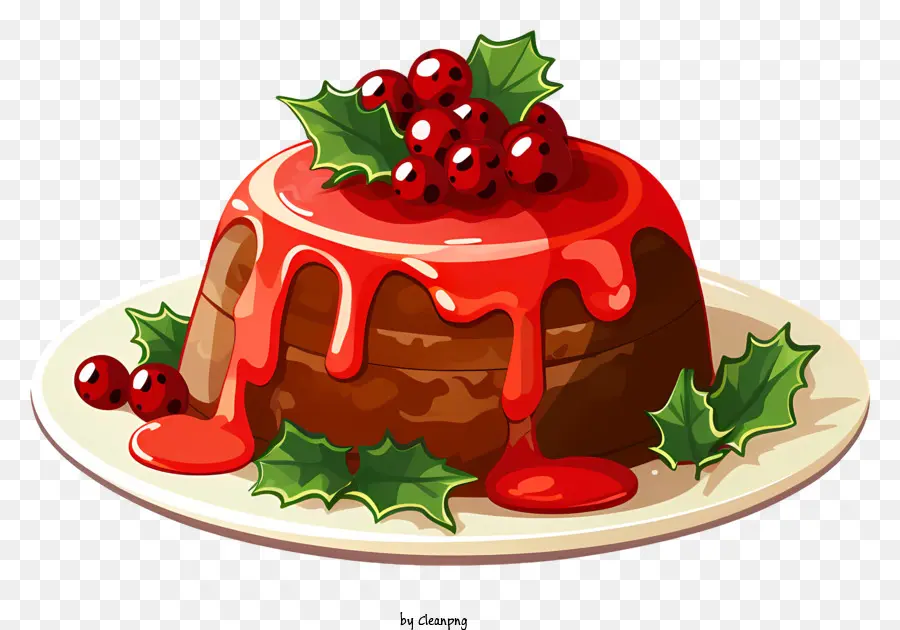 Weihnachts Kuchen - Scheibe Obstkuchen mit süßer Sauce