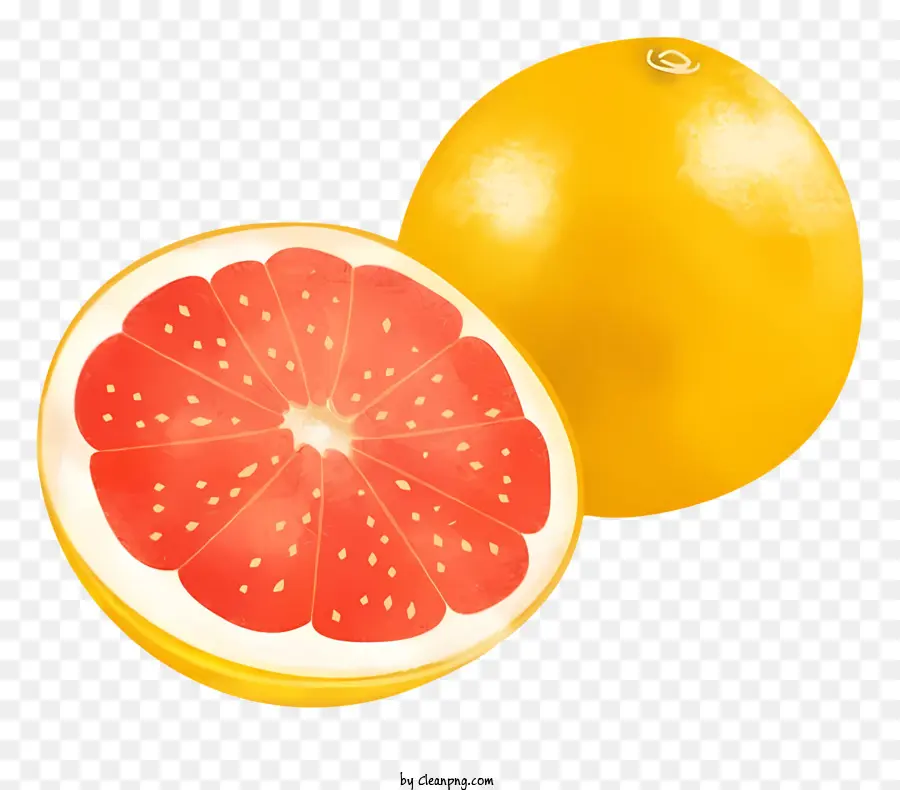 Icon Grapefruit Fruchtfrüchte gesunde Ernährung - Grapefruit auf schwarzem Hintergrund, halb nachgedacht und ganz