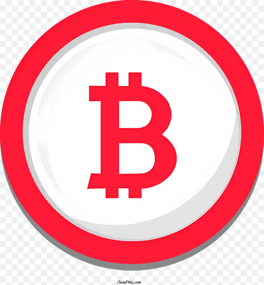 Biểu tượng Bitcoin Nút Nút Red Nút tròn Thiết kế đơn giản - Nút bitcoin tròn và trắng tròn đơn giản