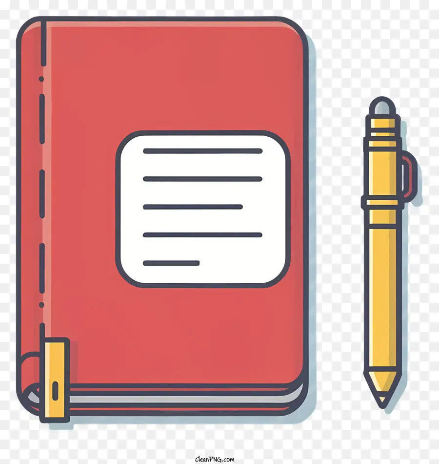 Icona Red Notebook Penna Blank Paper Surface Black - Notebook rosso con penna e carta vuota