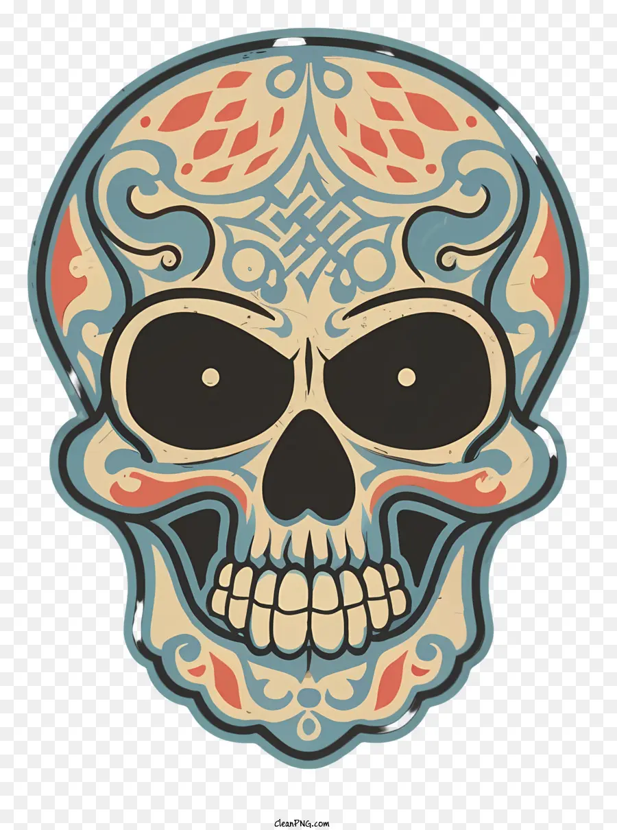 cranio arte - Skull con motivo decorativo colorato sul viso