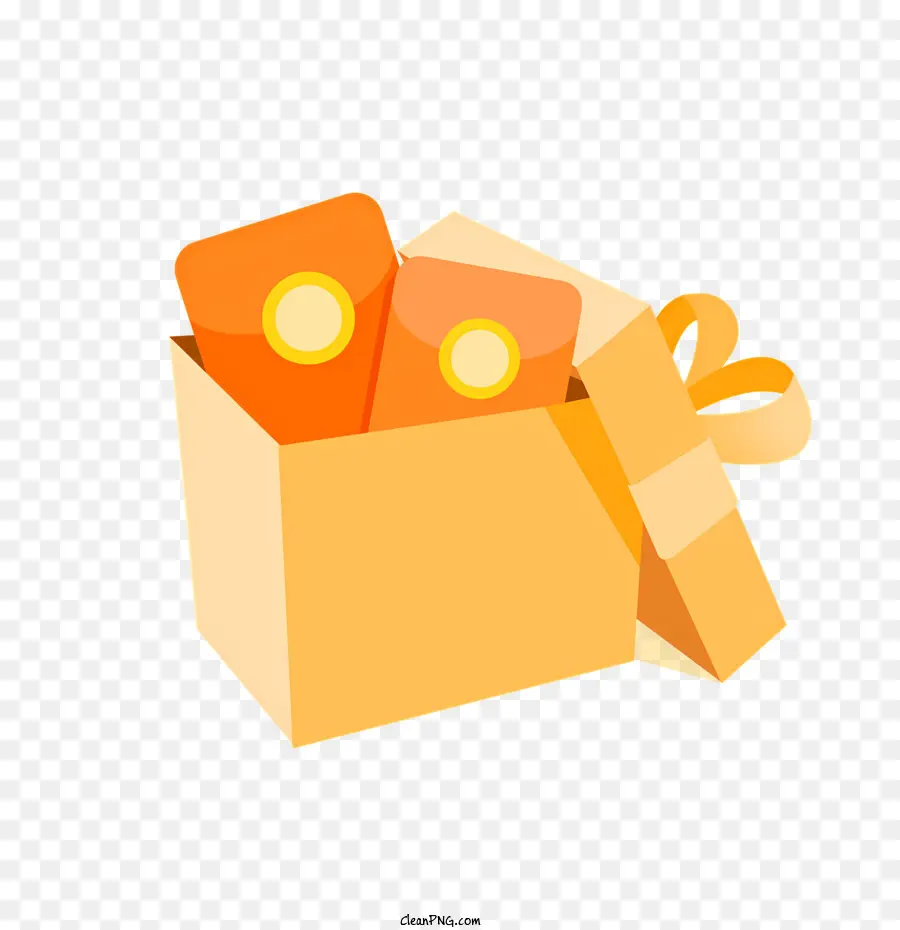 Icon Orange Gift Box Schwarze Hintergrundband Goldmünzen - Nahaufnahme der orangefarbenen Geschenkbox mit Band, Münzen