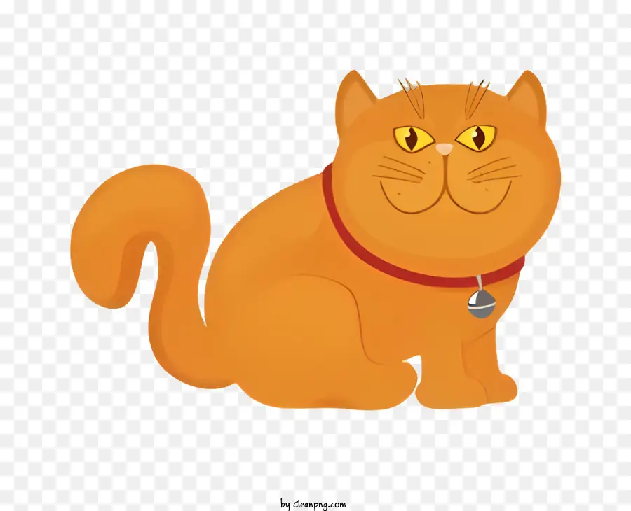 cartone animato gatto - Triste gatto arancione con pelliccia lunga guarda in basso