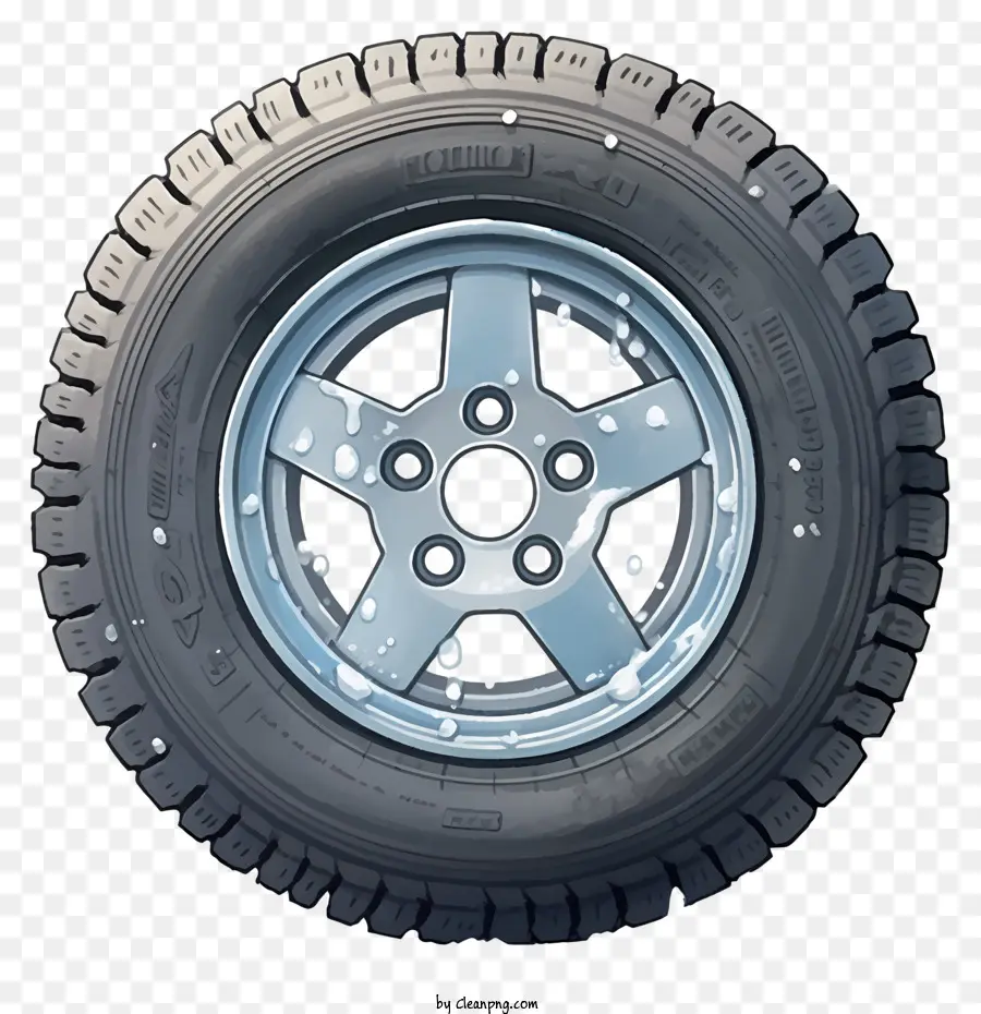 Aquarell -Winterreifen abgenutzte Reifen Metallic Tire Blue Reifenwagen Reifen - Zusammenfassung: Abgenutztes, metallisch blauer Auto Reifen mit sichtbarem Profil