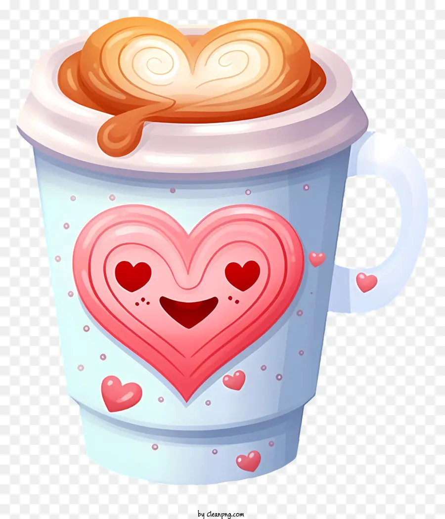 Pastel di San Valentino a forma di caffè Coppa Pink Heart Design Cup con coperchio rosa della paglia - Tazza a forma di cuore con design del cuore rosa