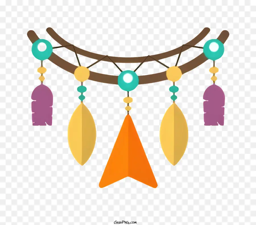 Orange - Stammeskette mit bunten Perlen und Anhänger