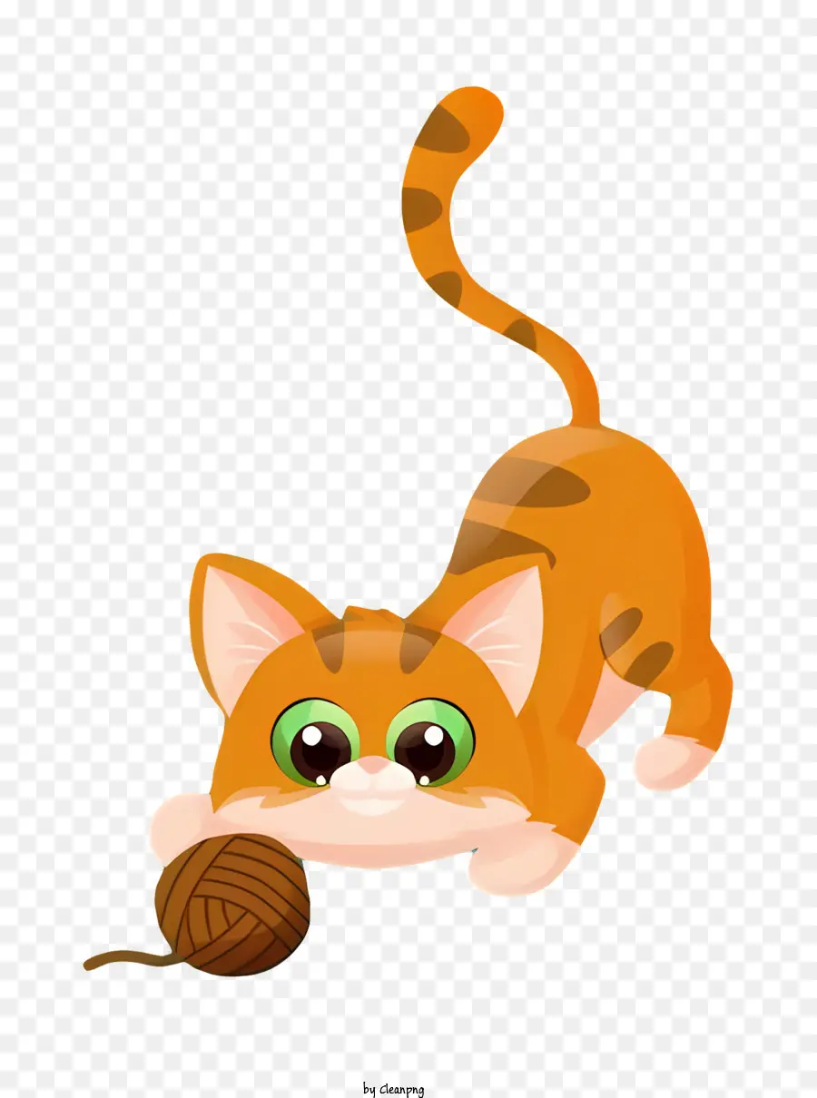 schwarze Katze Orange Katze Ball des Garns spielt interessiert - Interessierte Orangenkatze möchte mit Garn spielen