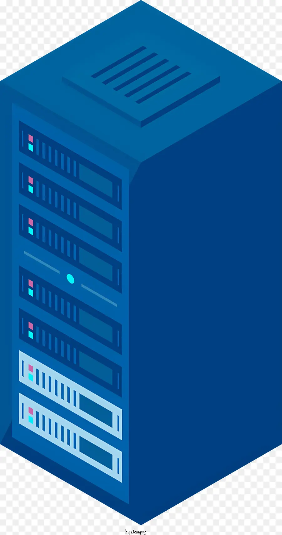 Icon Server Rack Blue Metal Server Rack Rack Zeile der Server schwarzer Bildschirm - Blue Metal -Server -Rack mit beleuchteten Servern