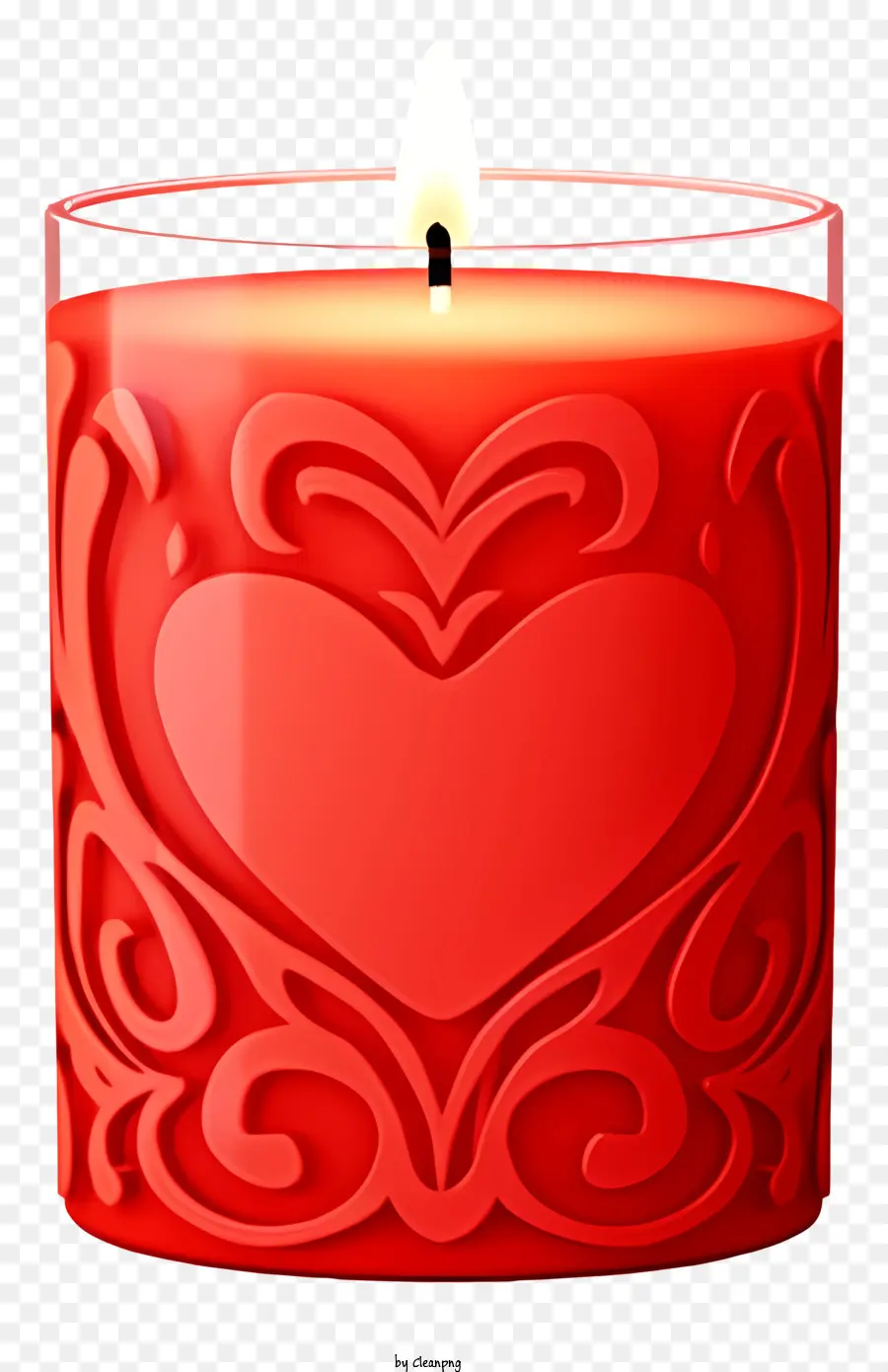 realistic valentine's day candle red candle heart design flame light