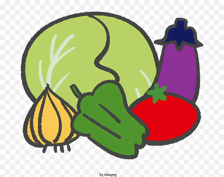Icon Gemüse Kohltomaten Paprika - Lebendiger Haufen frisches Gemüse ordentlich angeordnet