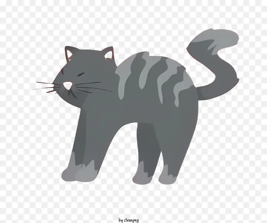 schwarze katze katze schwarze flecken auf den Hinterbeinen lange Schwanz stehen - Graue Katze mit schwarzen Flecken stehend, ernsthafter Ausdruck