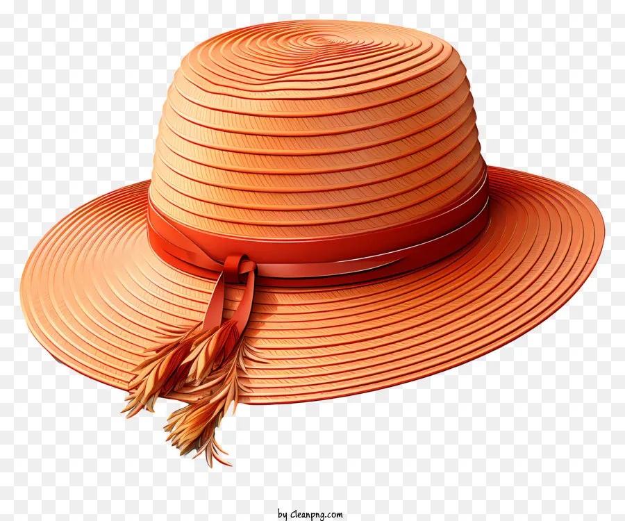 mũ rơm rồng mũ màu cam viền phụ kiện thời trang ban nhạc - Mũ rơm màu cam với dải tua trên nền đen