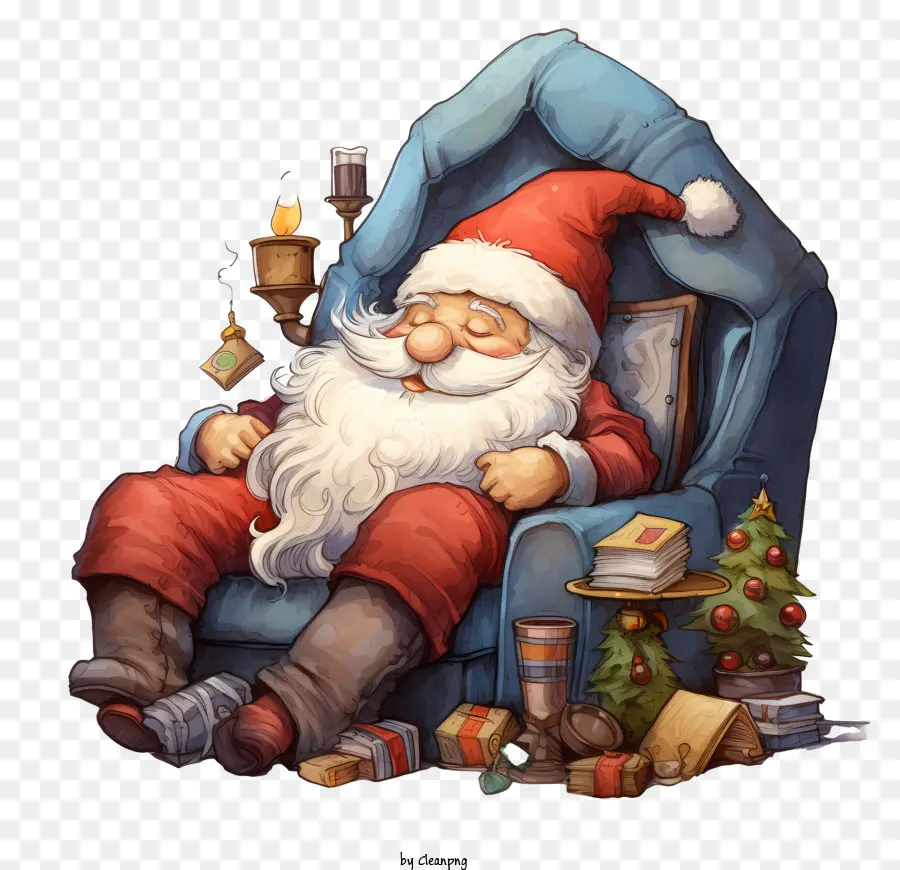 Schlafzimmer Weihnachtsnacht Cartoon Charakter Stuhl - Cartoon -Charakter, der gemütlichen Abend mit Büchern genießt