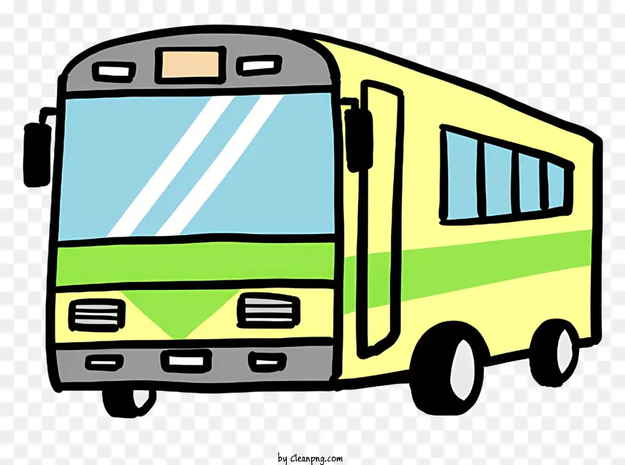 Phim hoạt hình xe buýt xe buýt thành phố xe buýt xanh xe buýt đỗ xe buýt - Xe buýt thành phố màu vàng đậu trên bề mặt trắng