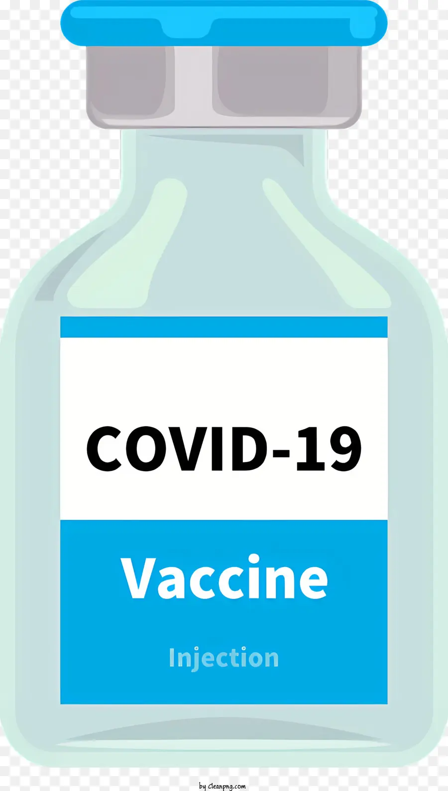 medical vaccine blue cap white label pharmaceutical bottle