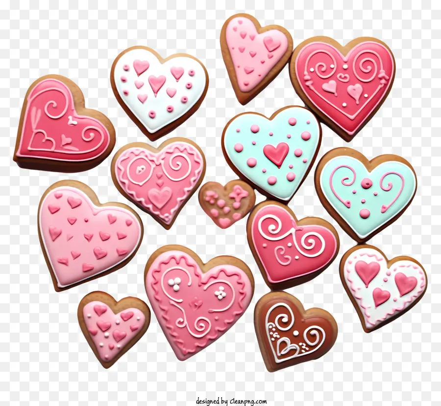 Doodle Valentines Cookies Herzförmige Kekse Zuckerkekse Kekse Dekorationen - Herzförmige Kekse aus Glasur und Zucker